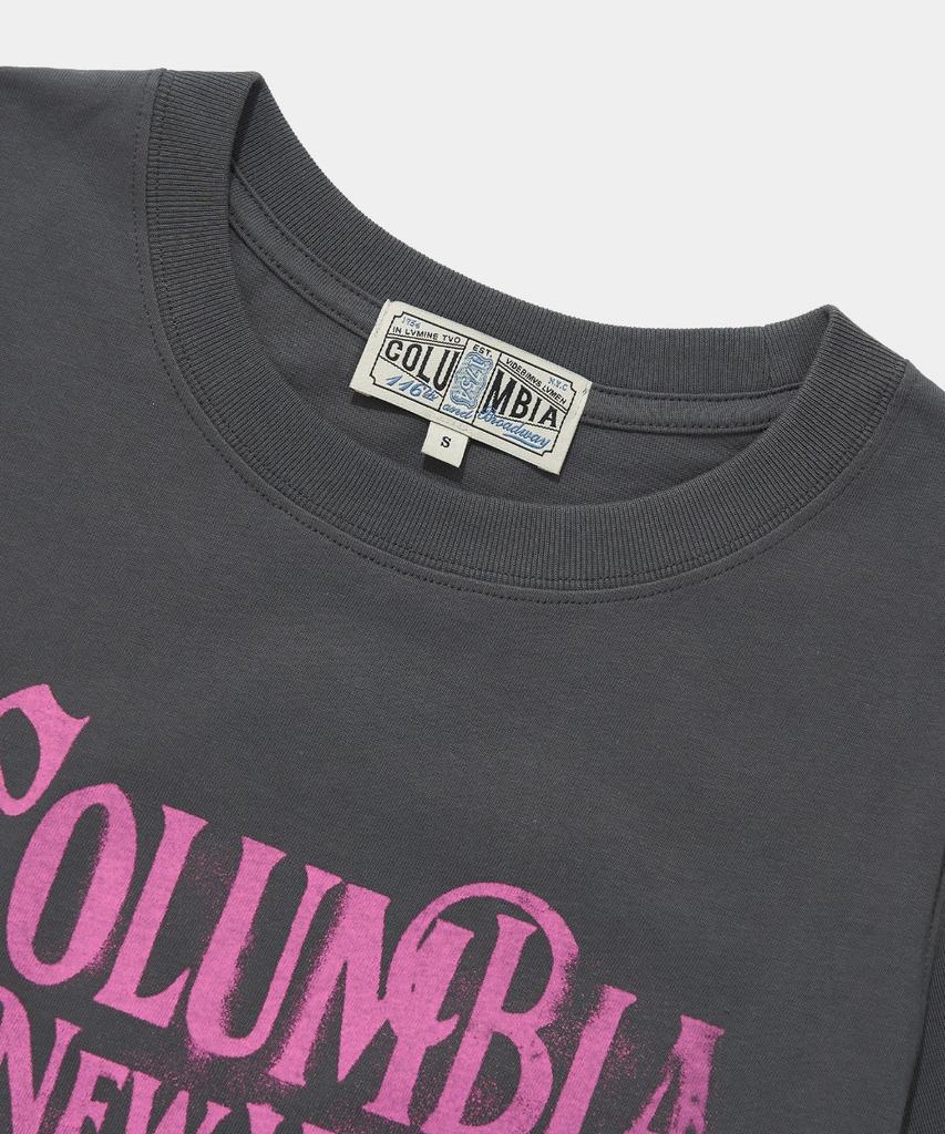COLUMBIA UNIVERSITY Uni Women Curved Slim-Fit S/S T-Shirts_Charcoal