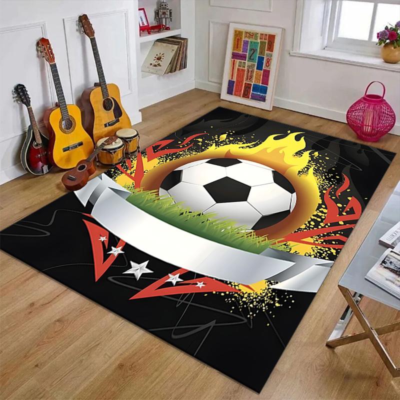 Crystal Velvet Football Sports Printed Area Rug Carpet for Bedroom, Living Room, Home Office Decor, Rugs Mat, Fashion Mat Rug for Bedside A2