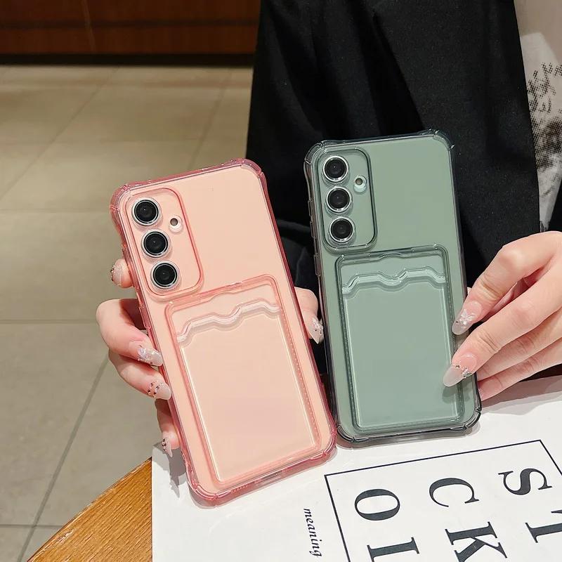 For Samsung Galaxy A73 A53 5G A33 A13 4G A03 A03S A72 A52 A32 A325 Lite A22 A12 A02 S M02 Clear Card Slot Bag Case Soft Cover