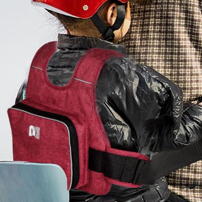 Oxford Cloth Motorcycle Safety Belt For Kids With Bag Rear Seat Grab Handle Strap Harness Adjustable Child Reflective Strip