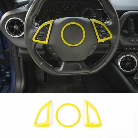 Für 2017+ Chevrolet Camaro Lenkradabdeckung Zierleiste Innenzubehör Gelb