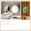 LALAFINA Tabletop Stand Mirror, Round, Compact Design with Stable Base, for Dressers, Gold, 27 x 19 x 10 cm