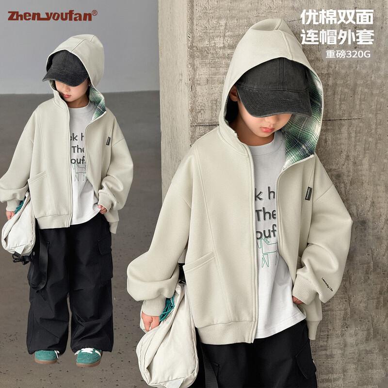 Boys Color-block Plaid Hooded Sweatshirt 130