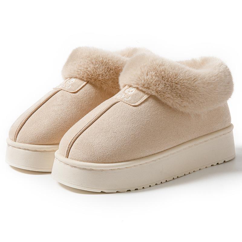 Heel cotton slippers 2025 new winter home shoes thick-soled warm and velvet outer snow boots