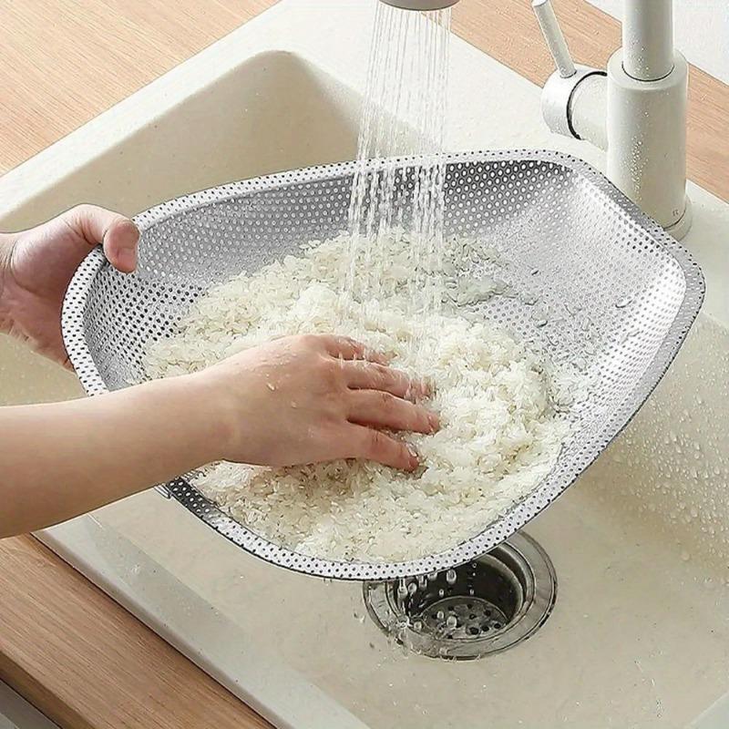 1PC Stainless Steel Colander Strainer Sieve Kitchen Rice Washer Fine Mesh Food Strainers Colander Vegetables Fruits Draining