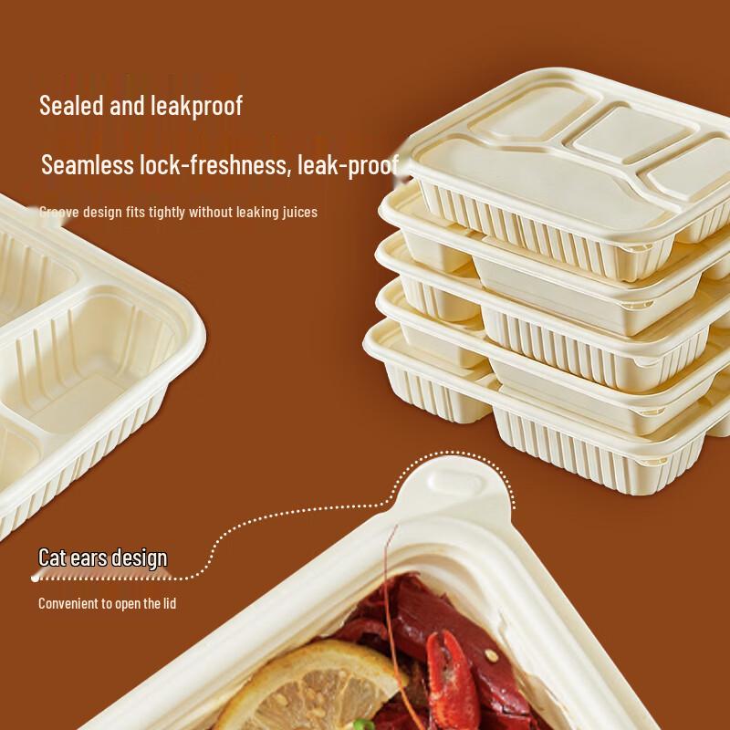 Jiwanggu 6-Fächer Biologisch abbaubare Meal Prep Behälter (20 Sätze)