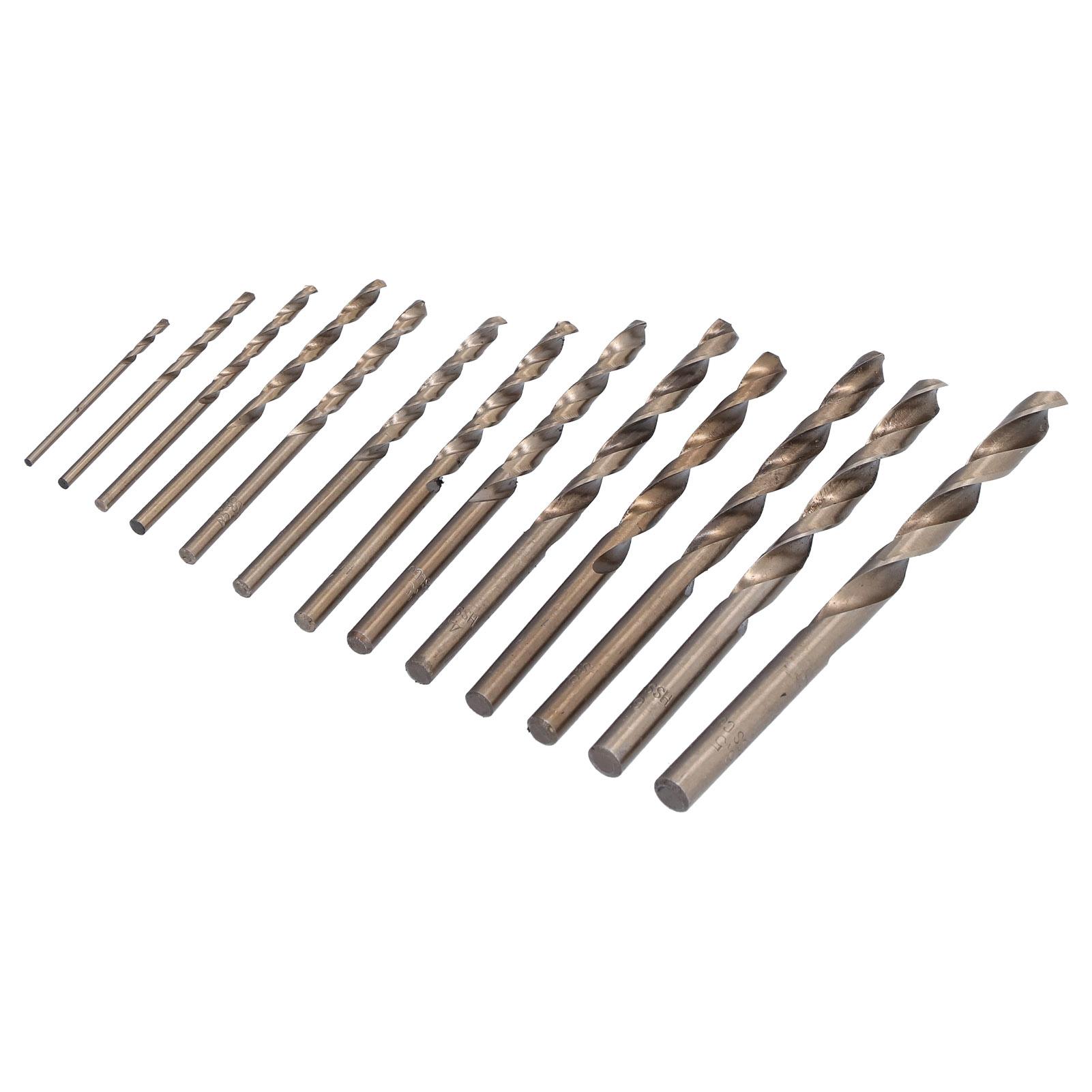 

13 спиральных сверл из жаропрочной кобальтовой быстрорежущей стали с прямым хвостовиком 1,5 мм6,5 мм с футляром для хранения