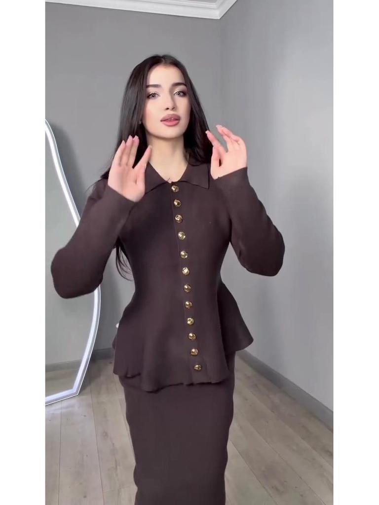 Elegant Intellectual European Long Sleeve Dress Set - Autumn 2025 New Style