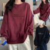 Women's Spring and Autumn Round Neck Pullover Long Sleeve Loose Letter Printed Long Sleeve
