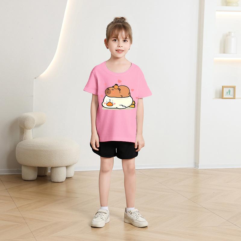 Children's Casual Short-sleeved T-shirt - Summer Boys' And Girls' Loose Capri Ballo T-shirt