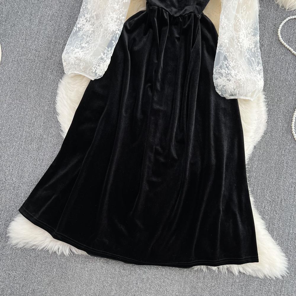 Aliexpress Womens Black Velvet Dress Buy RUGOD Stand Collar Lace