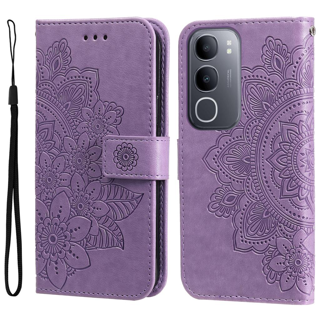 For vivo Y50 Case Floral Pattern PU Leather Wallet Stand Phone Cover