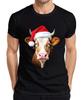 Christmas Cow Santa Hat Farm Gift Cute Funny Mens T-Shirt-