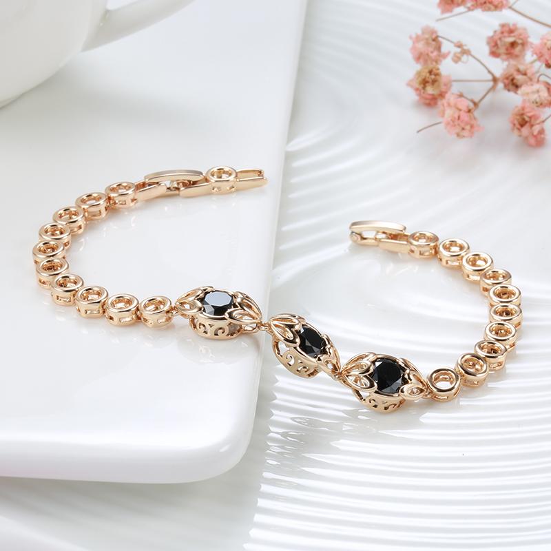 Fashion Ethnic Bride Black Natural Zircon Bracelet For Women Luxury  Rose Gold Vintage Wedding Fine Jewelry  New