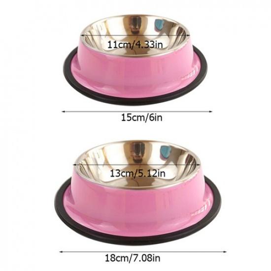 Dog Bowls Non Slip Stainless Steel Indoor Outdoor Puppy Dish Water Food Feedin M