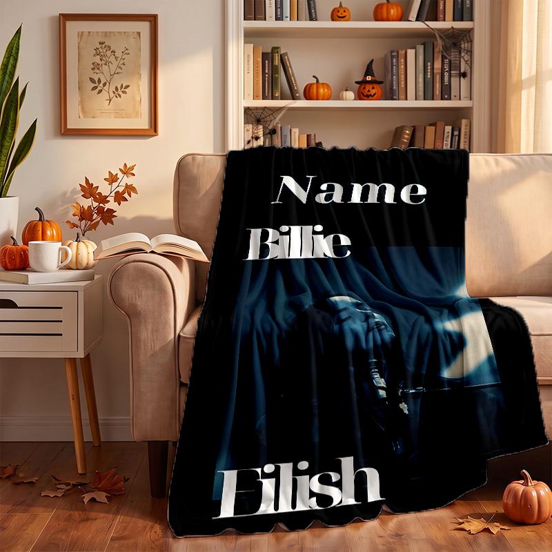 Billie Eilish Custom Flannel Blankets Soft Warm Cozy Throws for Home Decor Holiday Gifts