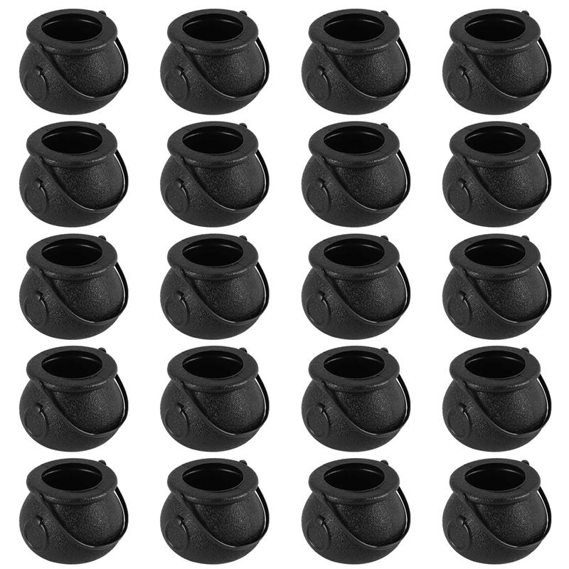 

ABWR-20 Pcs Mini Candy Kettles Witch Skeleton Cauldron Holder Pot With Handle For Halloween Easter St Patrick s Day Party чёрный