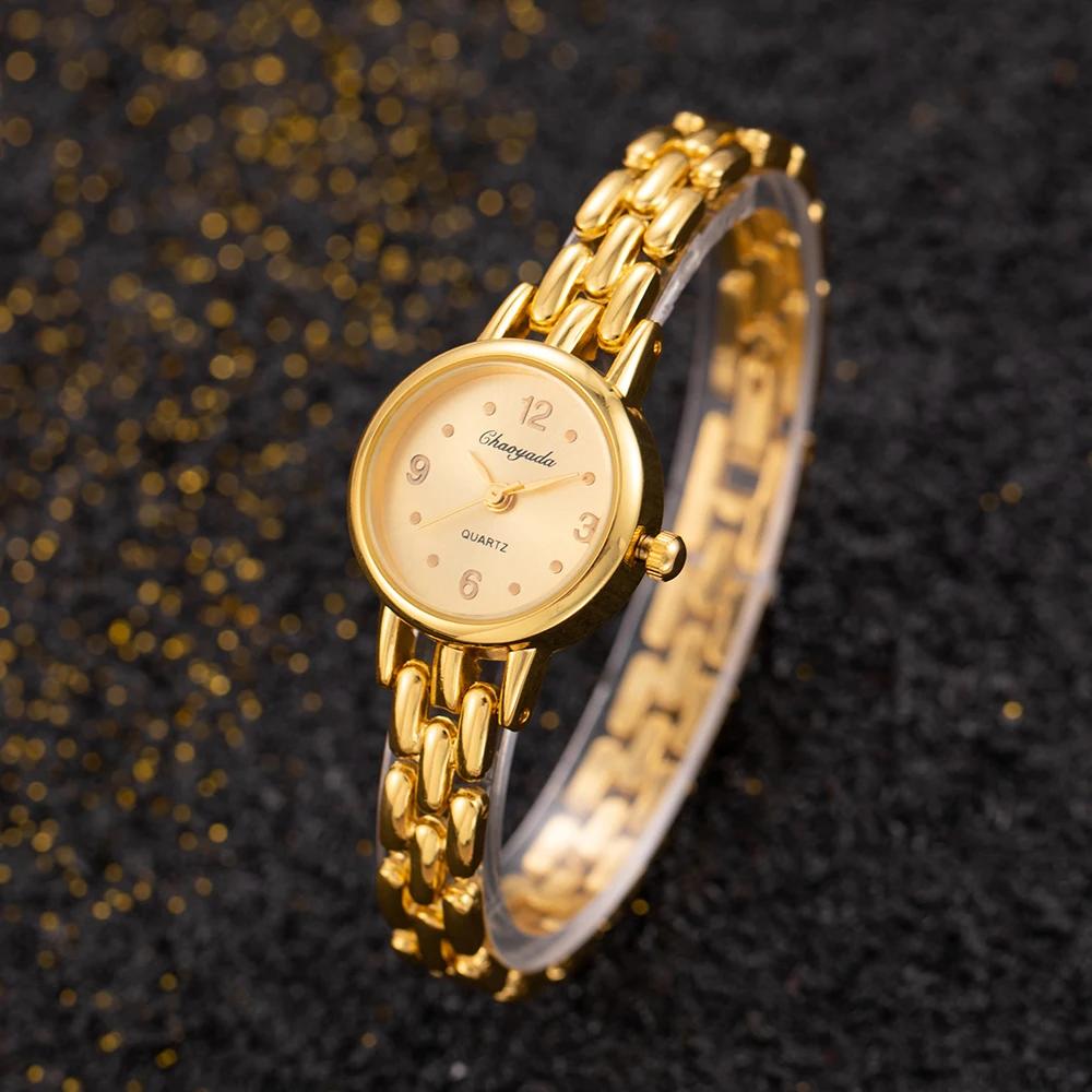 New Simple Women Watches Luxury Gold Small Dial Rhinestone Alloy Quartz Wristwatch Elegant Ladies Watch Clock Gift Reloj Mujer