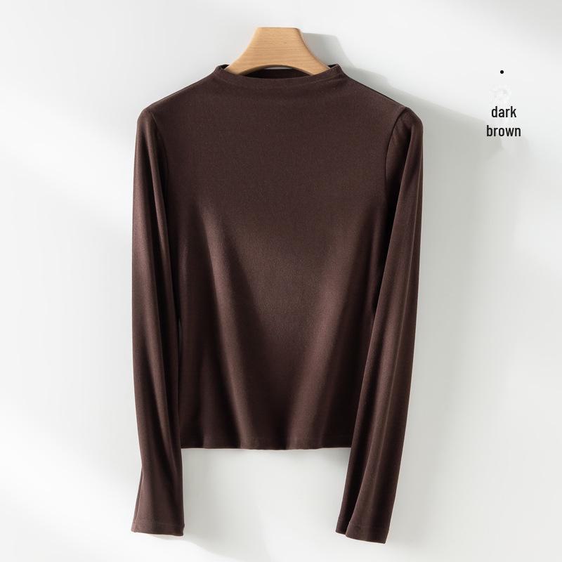 Neues Herbst/Winter Lyocell Tencel Halbrollkragenpullover im koreanischen Stil Warmes Langarmoberteil
