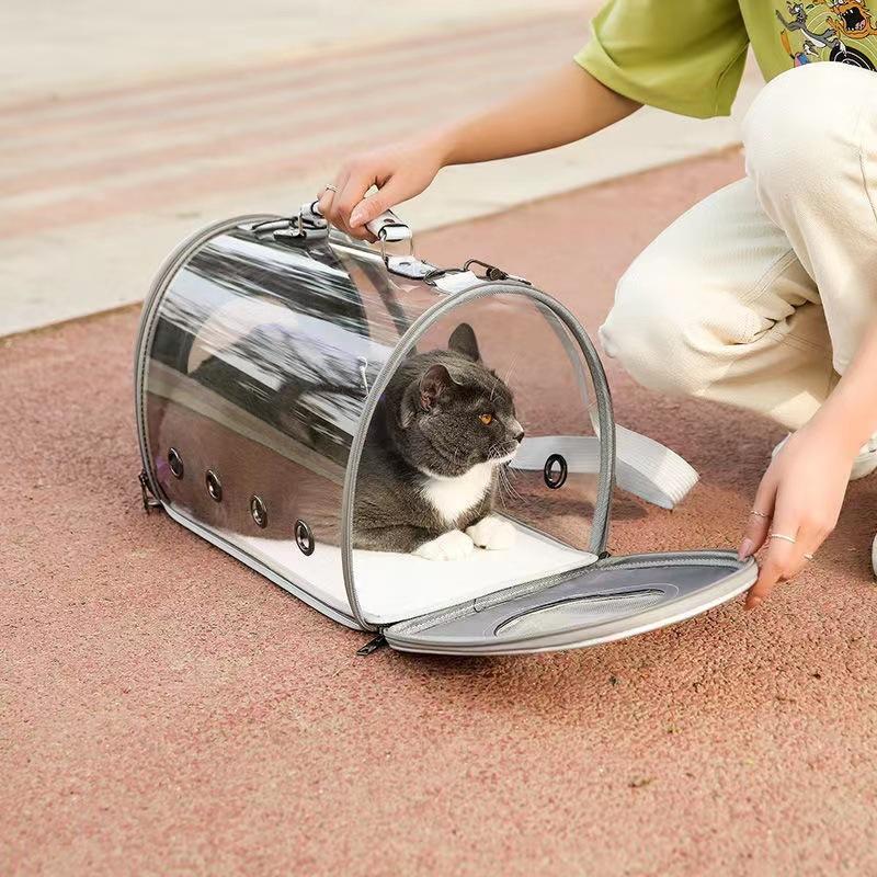 Cat Pet Large Capacity Transparent Shoulder Oblique Span Universal Dog Backpack Lightweight Breathable Portable Cat Bag