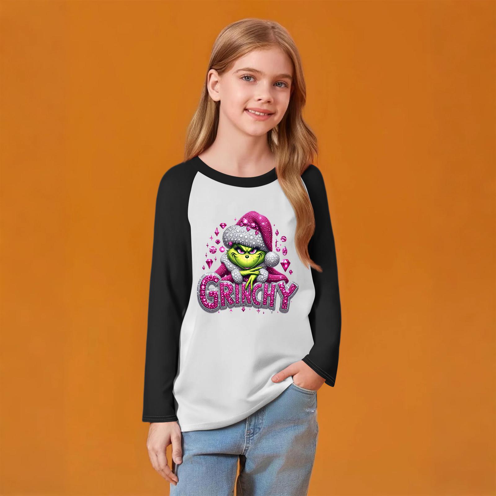 

Детский модный удобный пуловер с рождественским принтом на шее, топ с длинным рукавом 110