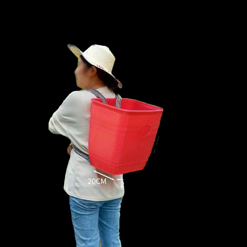 KESSZAL Plastic Imitation Bamboo Woven Backpack Basket