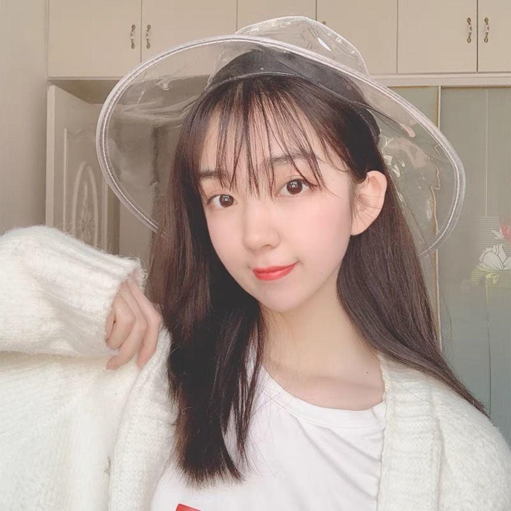 Solid Color Clear Bucket Hat Pvc Sun Cap Portable Transparent Fisherman Hat  For Women