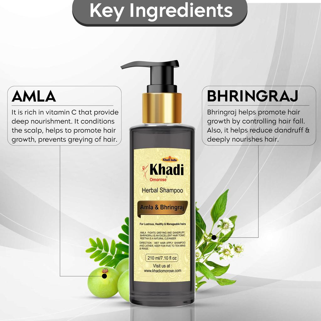Khadi Omorose Shampoo Ayurvedico Amla & Bhringraj, 210 ml