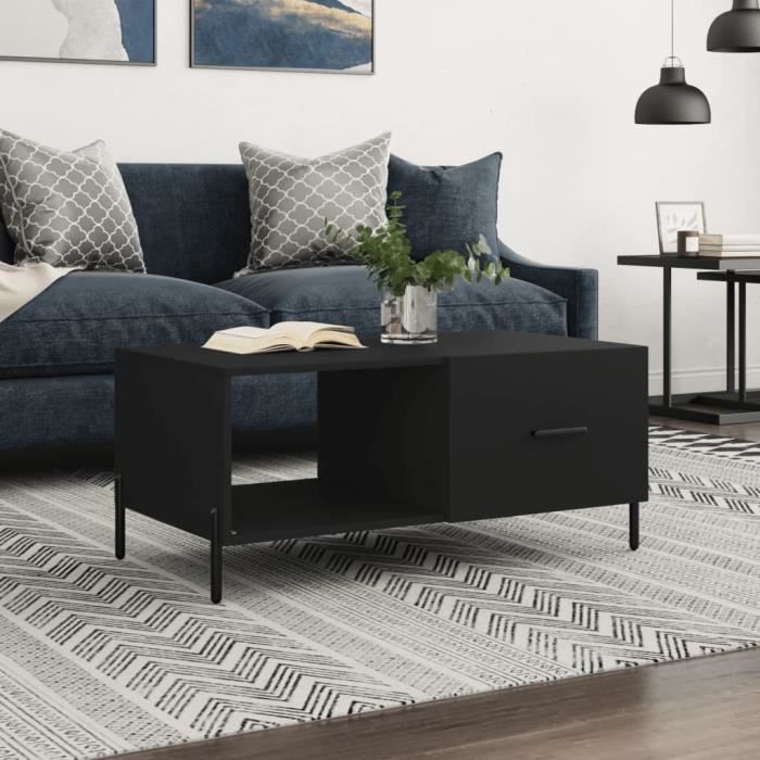 VidaXL Table basse noir 90x50x40 cm bois d'ingénierie 829221