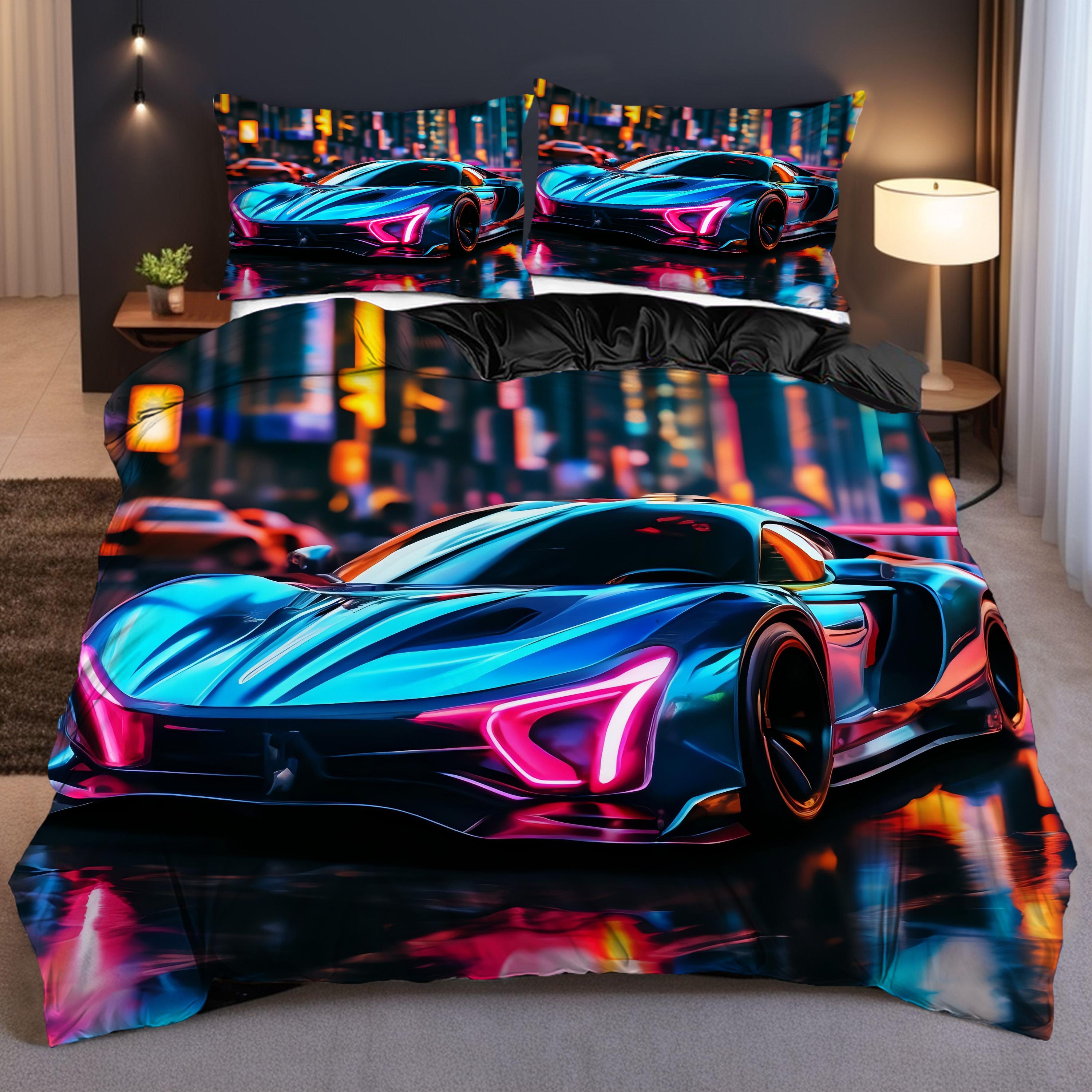 

Home Textiles Polyester Duvet Cover Cool Colorful Sports Car 3D Cartoon Printed Quilt Cover Luxury High Quality Soft Bedding Set 135x200cm 2pcs
