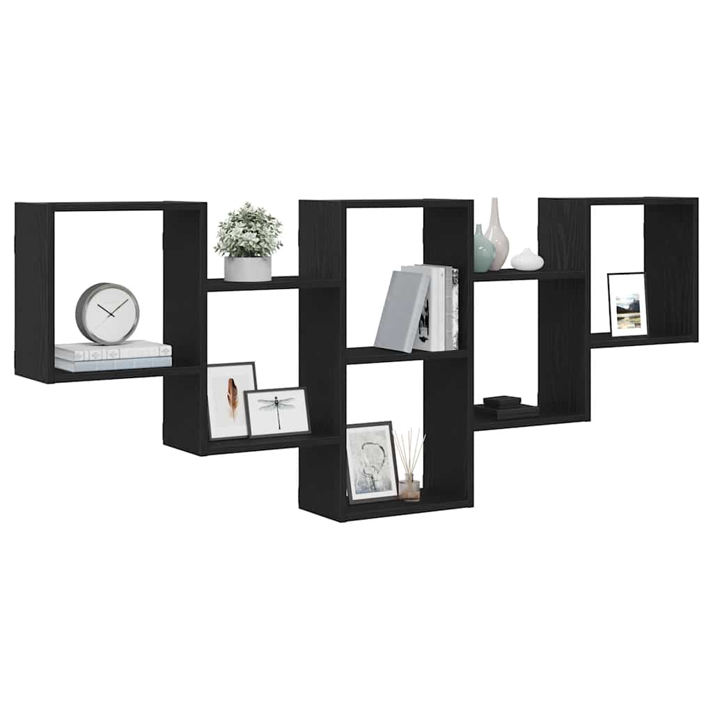 Wall Shelf Black Oak Look 159 x 18 x 66 cm Wood Based Panel
