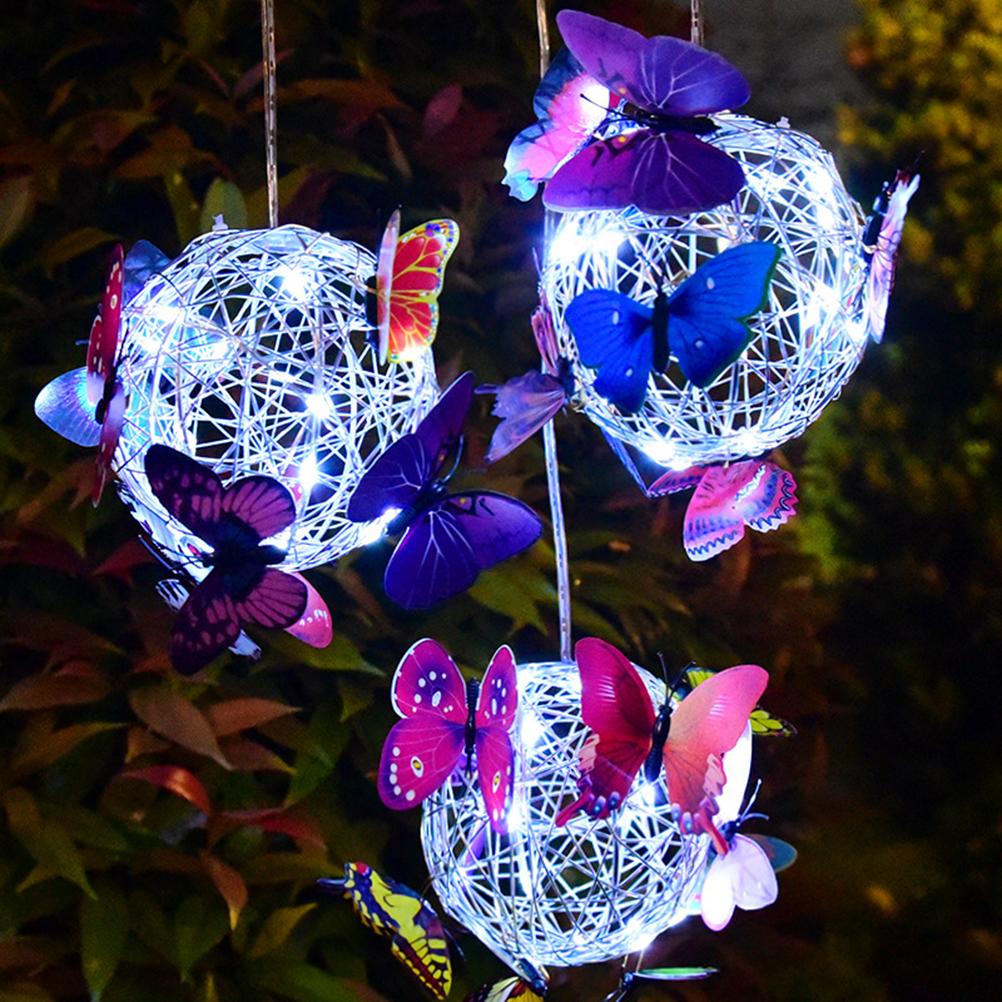 Hanging Solar Light Butterfly Solar Garden Lights with Colourful Butterflies LED Metal Solar