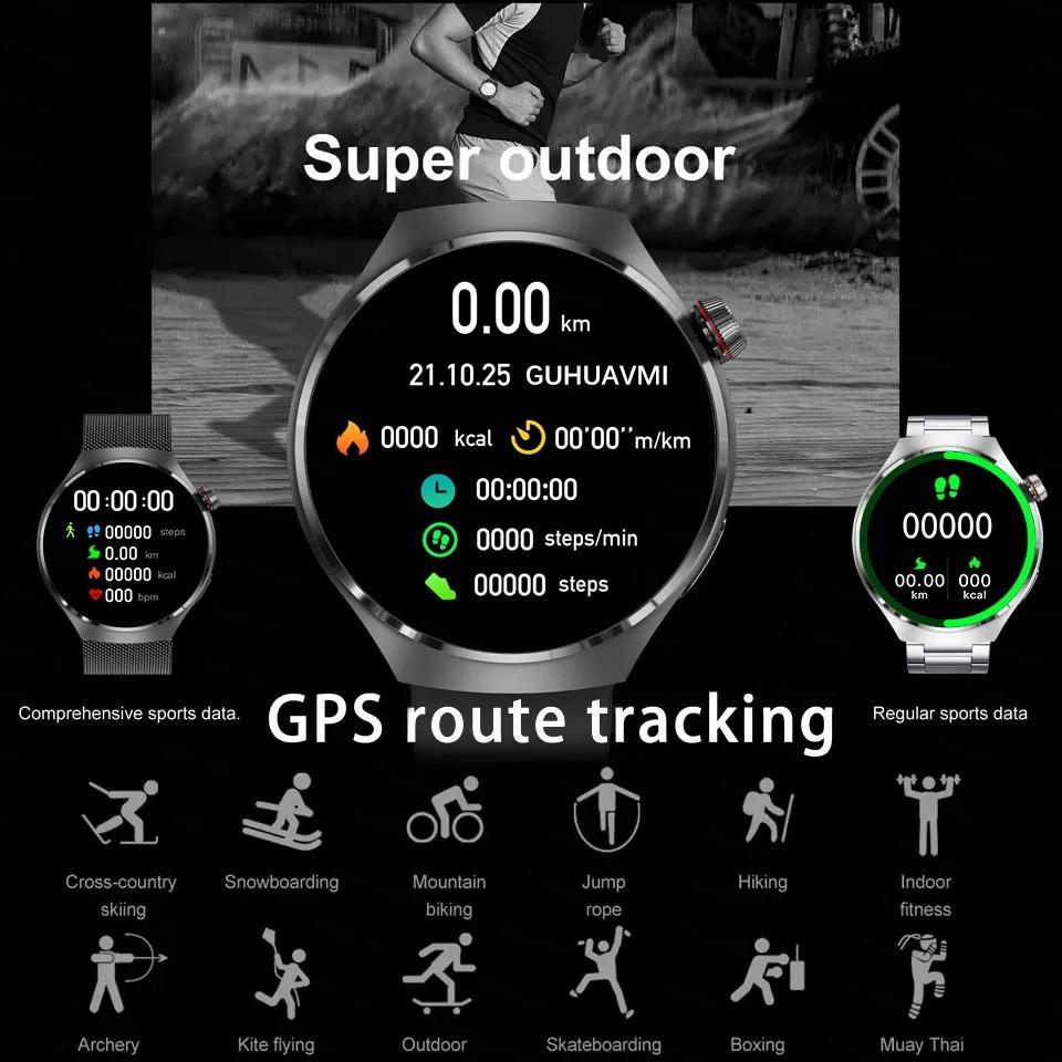 2025 Новые часы Pro GPS NFC Смарт-часы Мужские 360*360 AMOLED Экран Пульс Bluetooth Звонок IP68 Водонепроницаемые Мужские Смарт-часы