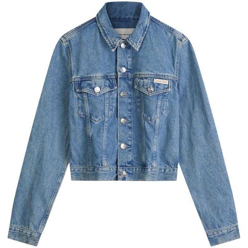 

Calvin Klein Vintage Style Double Pocket Cotton Short Denim Jacket Women Jackets Light-Blue J224542 XS