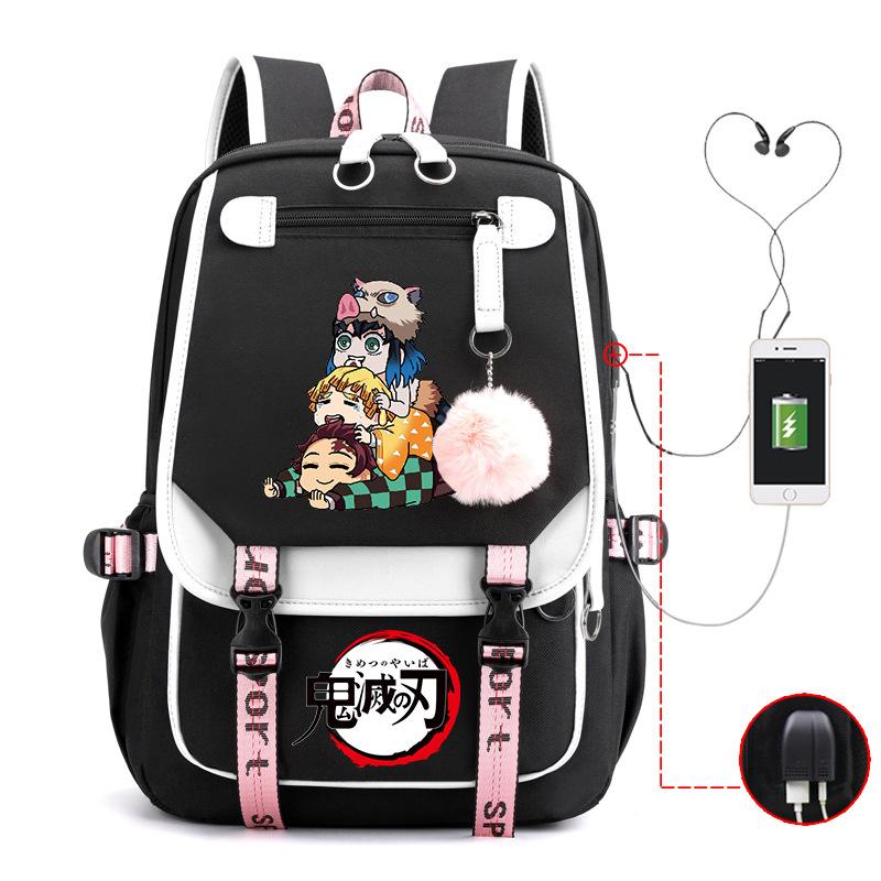 Ghost Annihilation Blade Grade 3-6 Junior High School Student High School Student School Bag Strap USB Multifunctional Backpack