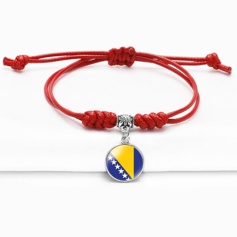Red Bracelet Trendy With Timeless Gem European Country Flags Unisex Material Mixed