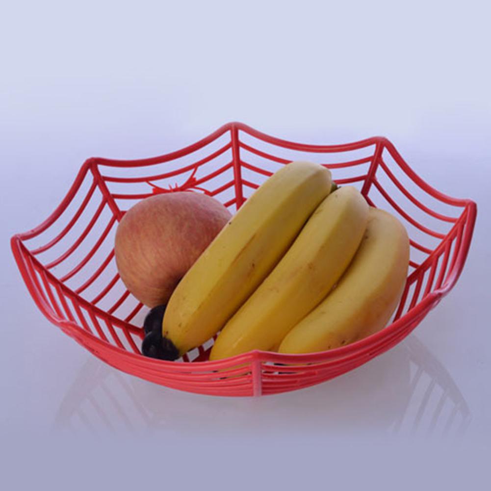 Spider Web Fruits Candy Basket Plastic Spiderweb Bowl Halloween Party Decor