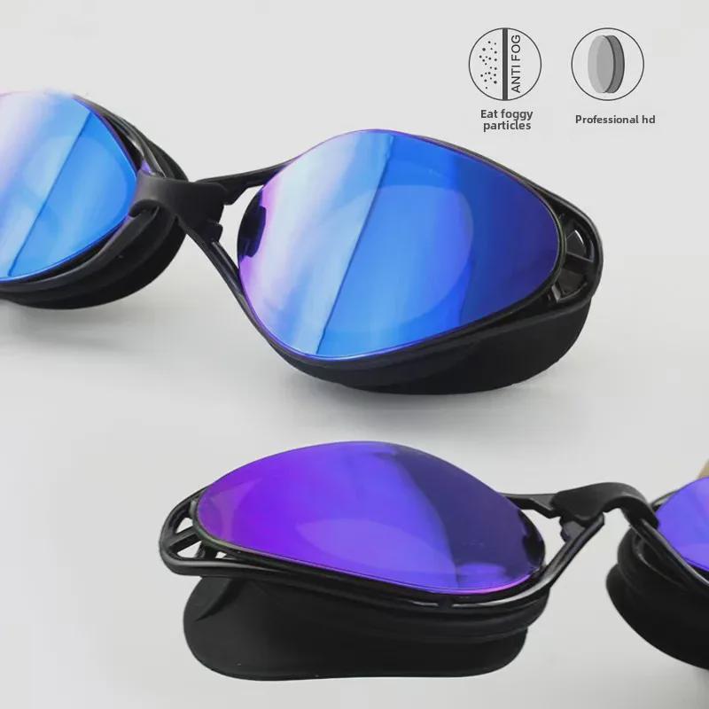 Unisexowe okulary pływackie z silikonu galwanizowanego, przeciwmgielne, wodoodporne - Modne okulary treningowe HD