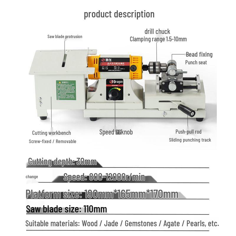 Multi-Functional Electric Bench Grinder: Jade, Woodworking Polisher, Engraver, Cutter, Drill.