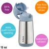 Insulated Drink Bottle with Keeps Drinks Hot or Dishwasher Safe Steel b.box Straw, Cold, One-Push Operation, Top-Rack [Authentic b.box Product]