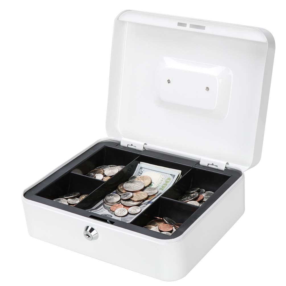 Jssmst (Jessmat) Portable Safe, Key Lock, Metal, 25x20x9cm, A5 Size, GB001bl-xl (White)