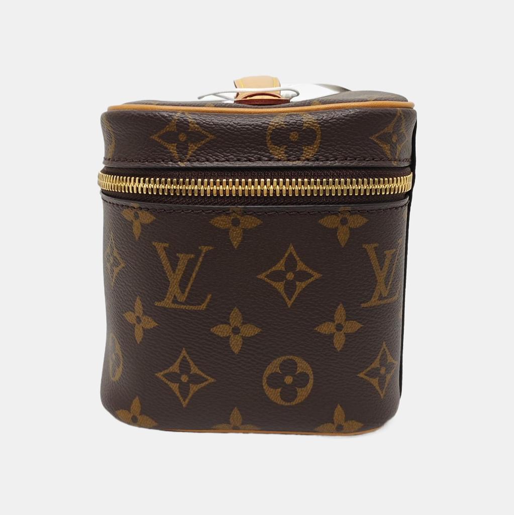 [Pre-Owned] Nice Elegant Shape Lv Monogram Metal Zipper Head Coated Canvas Makeup Bag Handbag Mini - Excellent #1RPE6W2