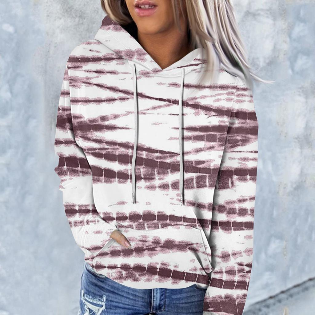 Sonbahar ve Kış Kadın 3D Çizgili Baskılı Kapüşonlu Kazak Hoodie & Sweatshirt (Bayanlar)
