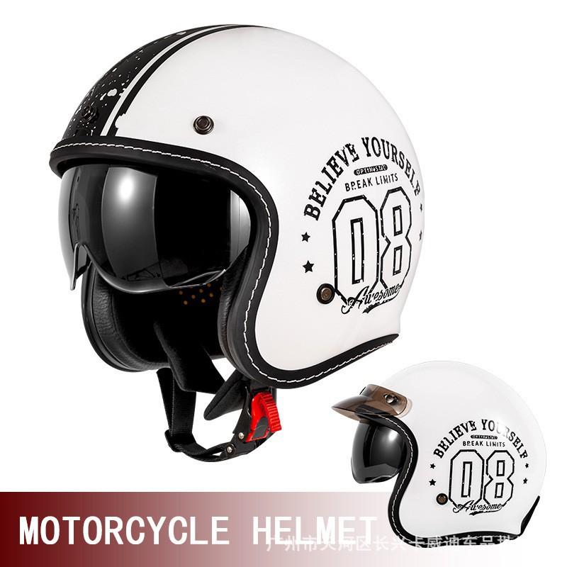 DOT Three-Quarter Helmet Motorcycle Men's Women's 3/4 Rider Scooter Cruise Retro