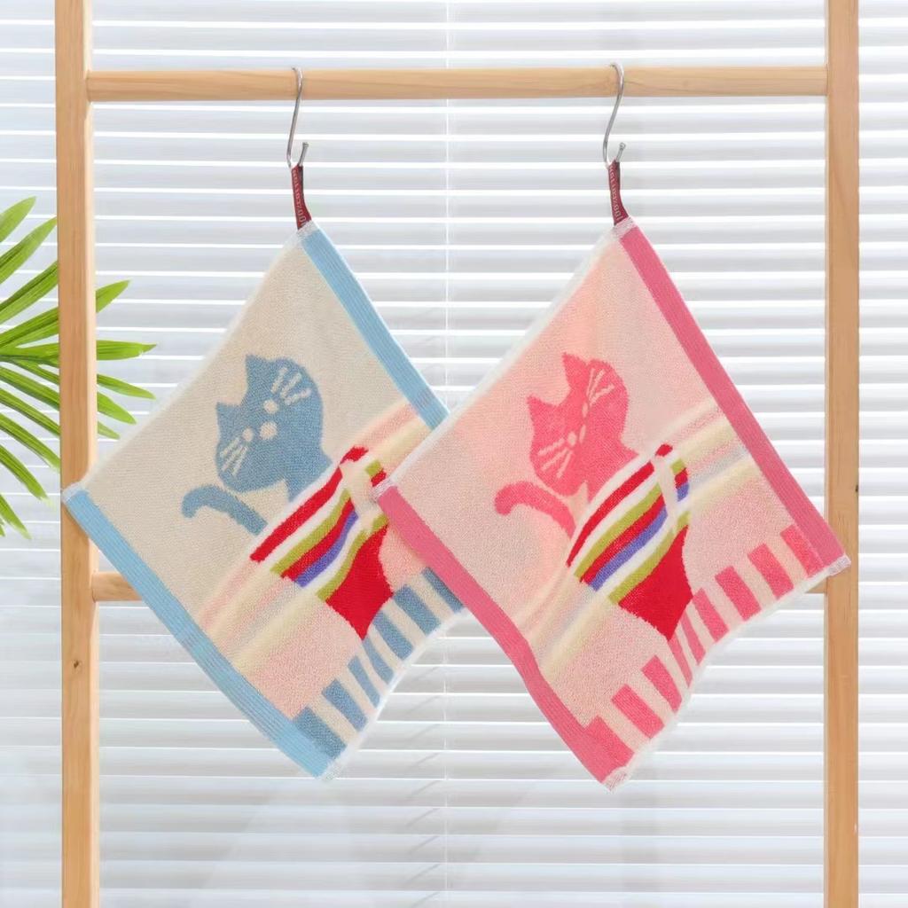Cotton Cartoon Baby Small Square Towel, Pure Cotton Terry Children'S Face Washing Small Towel, Kindergarten Baby Face Washing Saliva Towel
