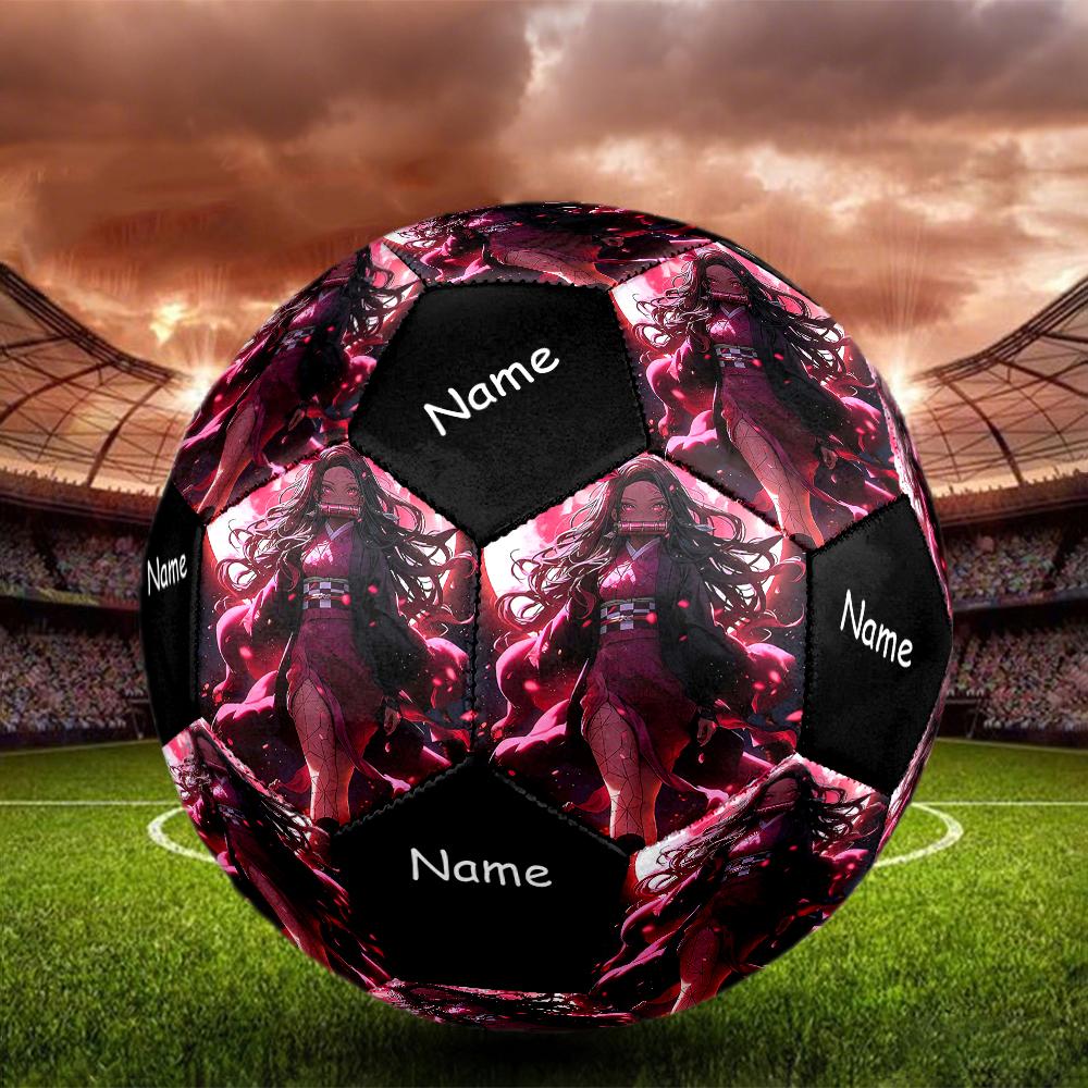 Custom Name Demon Slayer Theme Size 5 Soccer Ball, Suitable for Both Indoor and Outdoor Matches, a Gift Suitable for Everyone.