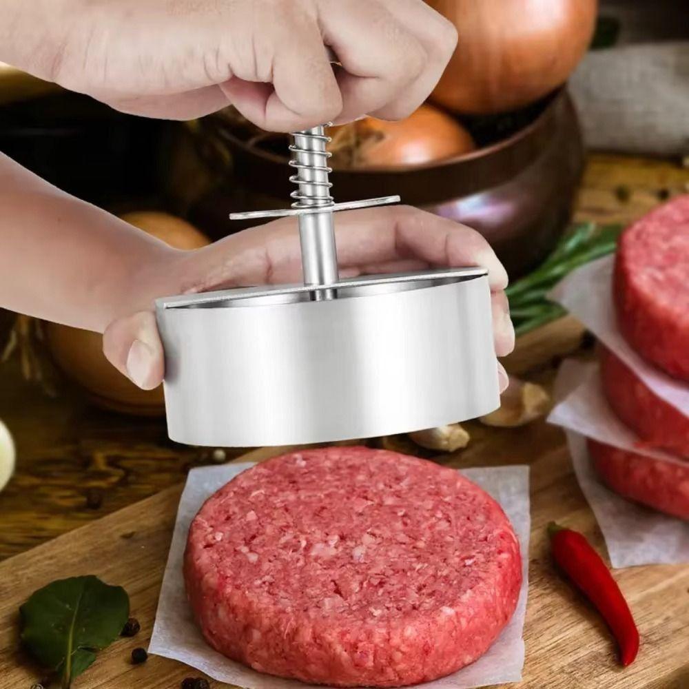 Stainless Steel Hamburger Press Mold 8/10/11/14cm Rice Ball Mold Thickness Burger Patty Maker  BBQ