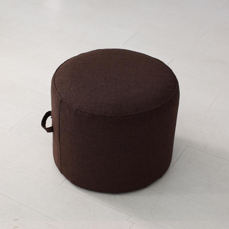 Round Fabric Stool with Linen and Tatami Mat - Washable Cushion for Living Room.
