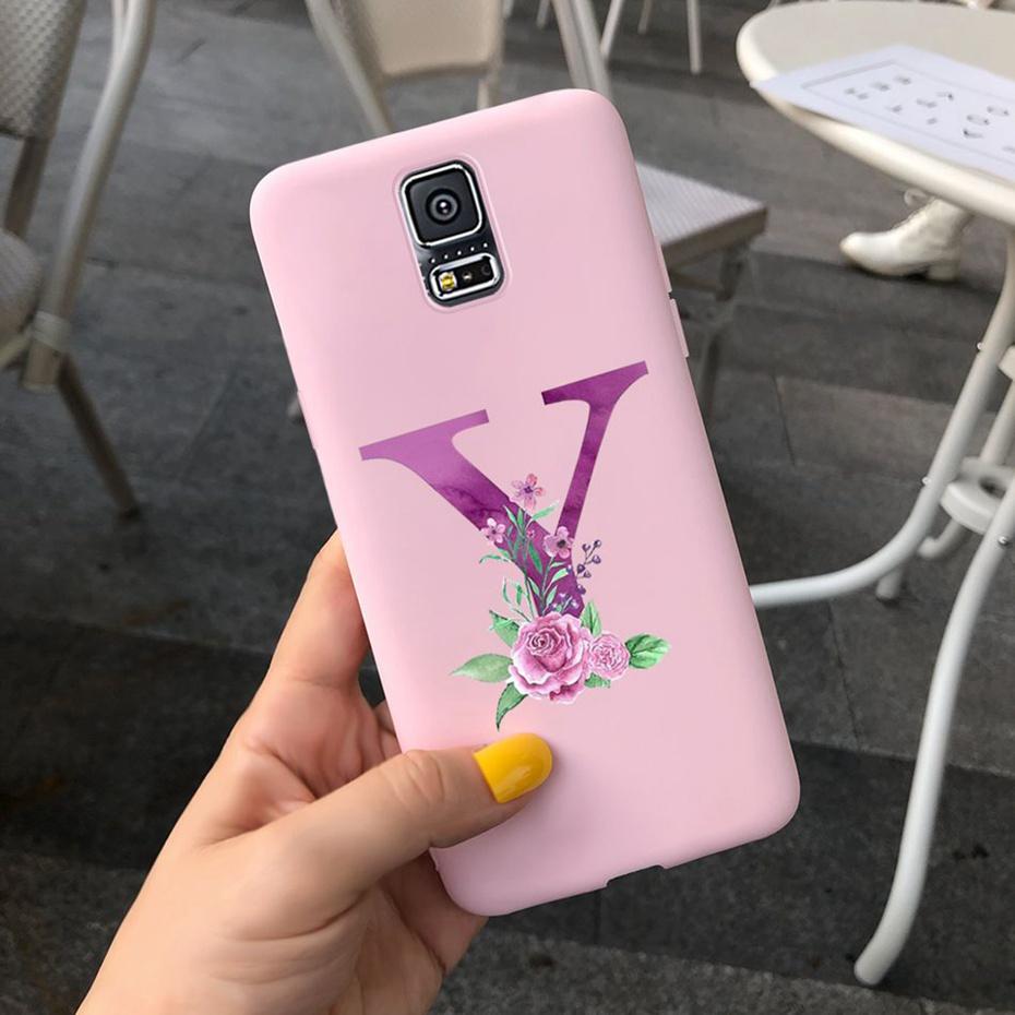 For Samsung Galaxy S5 I9600 Phone Case Flower Initial Alphabet Case For Samsung S5 Neo S 5 G900 G903F SM-G900F Soft Silicon Case