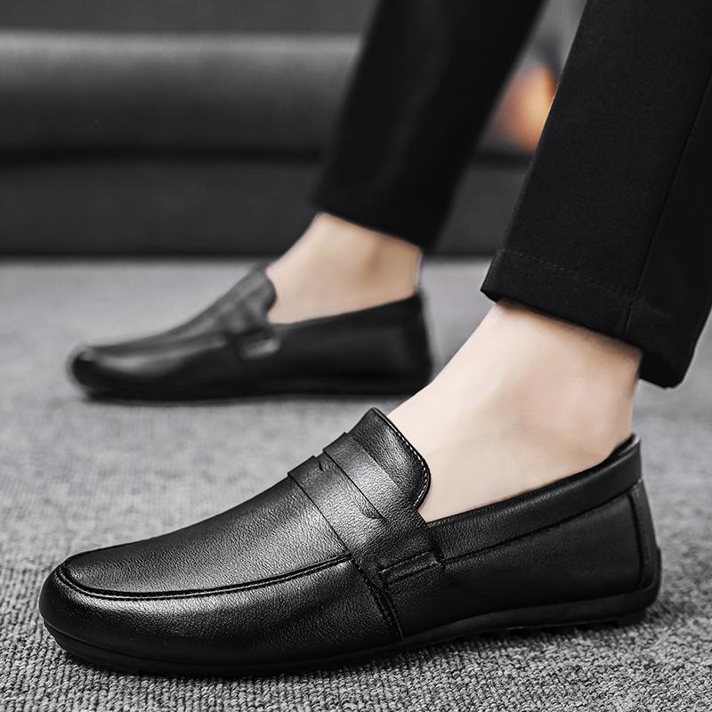 Fashion Leather Men's Shoes Summer New Driving Flat Casual Style Men's Shoes Trendy Fashion Outdoor Lazy Loafers Men's Shoes Dress Luxur